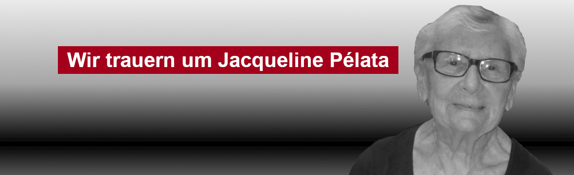 Banner für den Nachruf auf Jacqueline Pélata