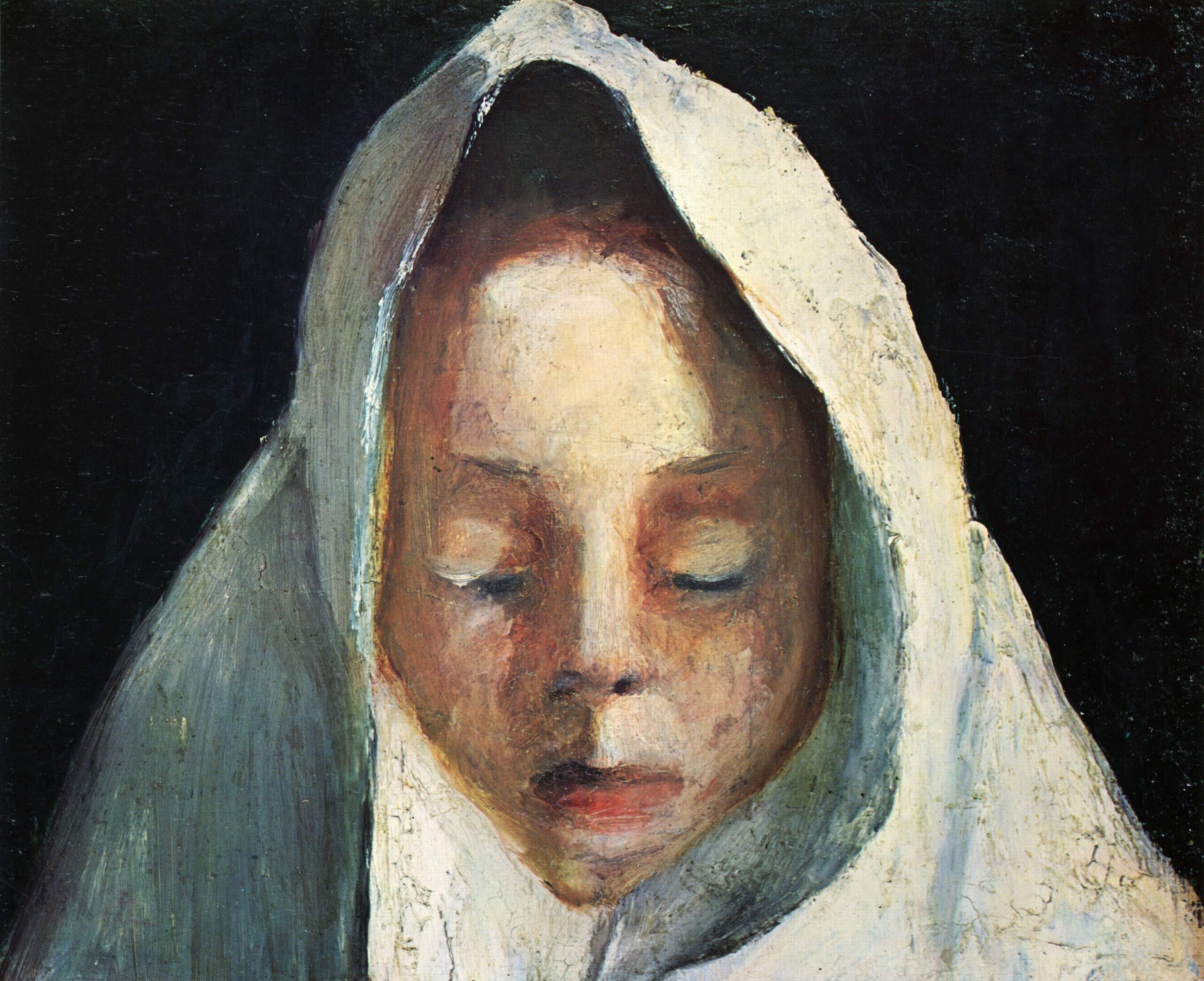Paula Modersohn-Becker: Kindskopf mit weißem Tuch