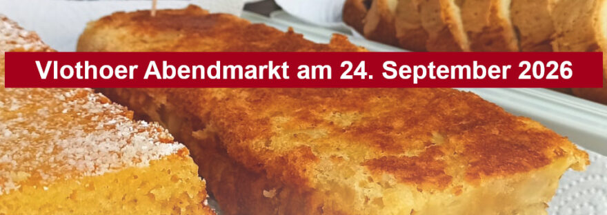 Seitenbanner: Partnerschaftsverein mit Stand auf dem Vlothoer Abendmarkt am 24. September 2026
