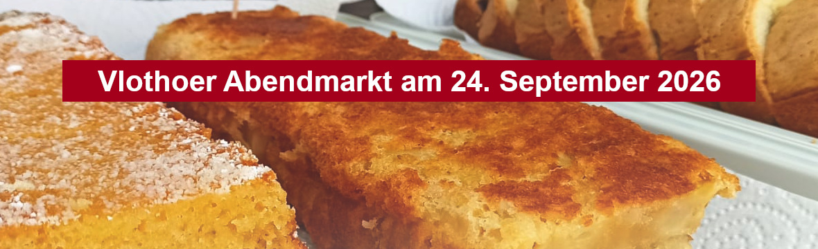 Seitenbanner: Partnerschaftsverein mit Stand auf dem Vlothoer Abendmarkt am 24. September 2026